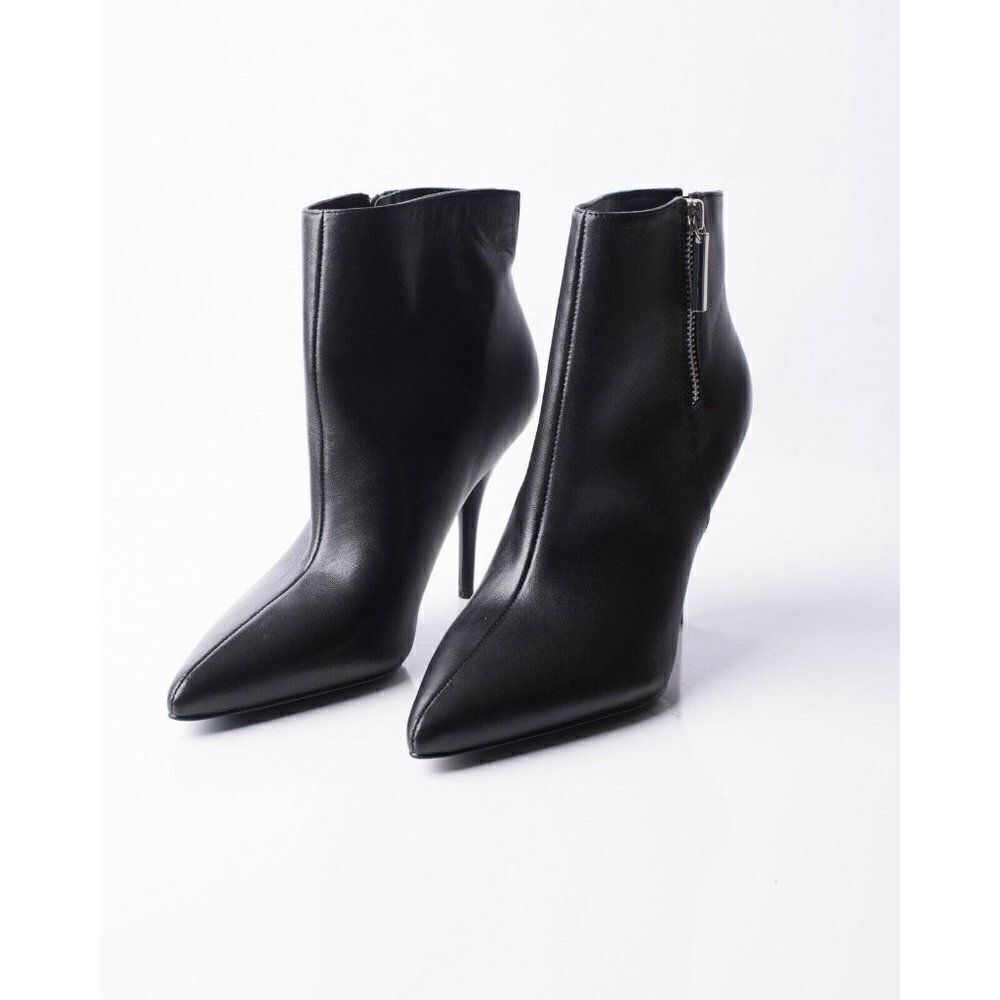 Marc Fisher Faye Womens Black Leather Heeled Ankle Booties Boots Sz 7 Zip Up